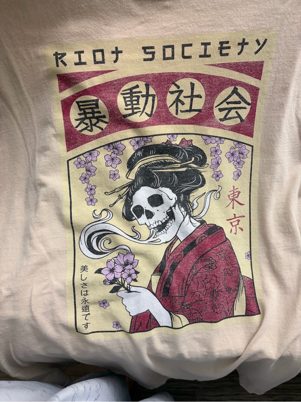 riot society Pink Geisha Skull Graphic Tee